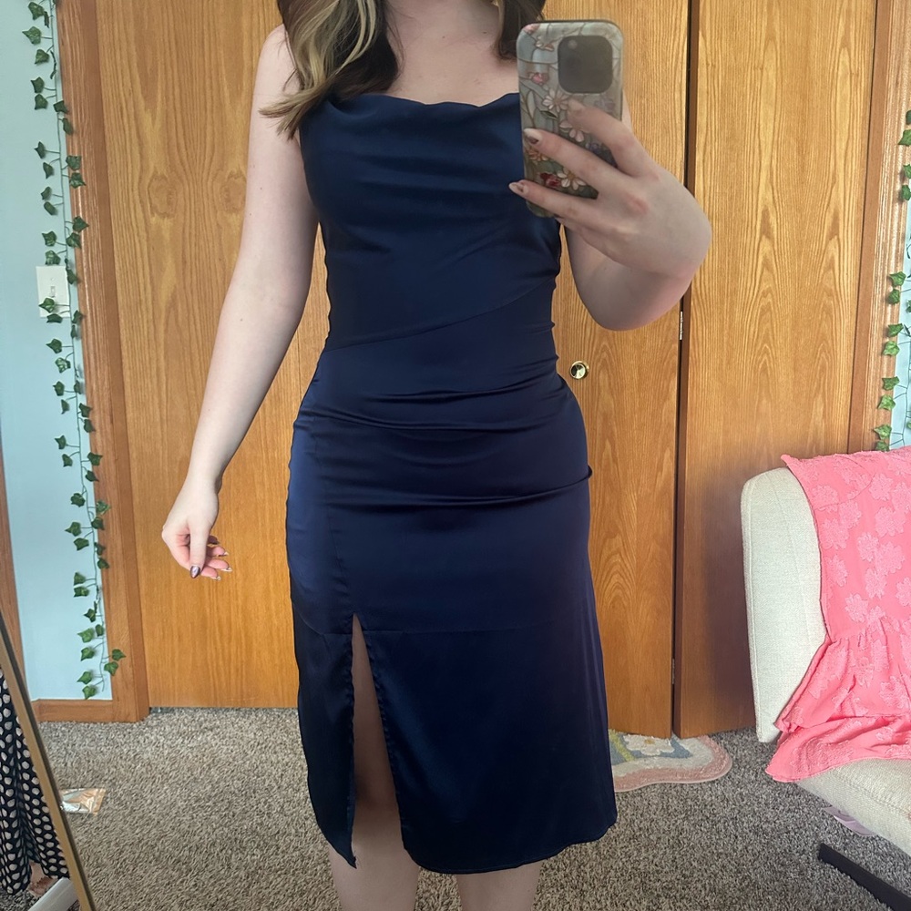 Amazon Blue Sheath Sweetheart Midi Dress